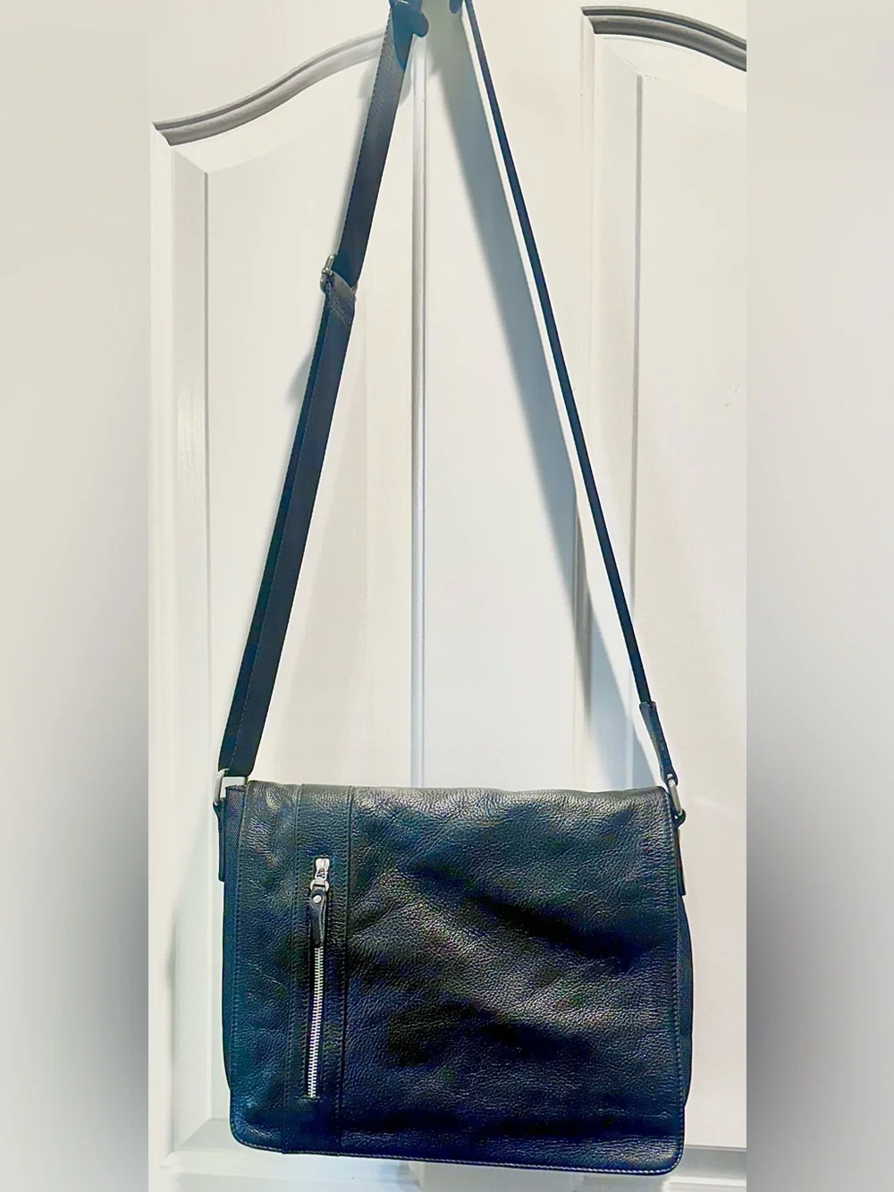 Emanuel Genuine Leather Messenger Bag Black Crossbody Laptop Travel Hand Made